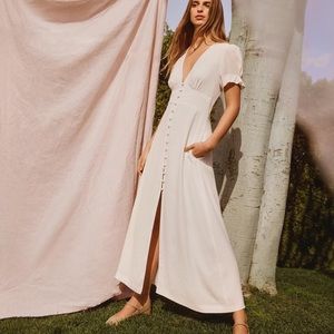 TVF for DVF Button Down Maxi Dress White 0 / XS